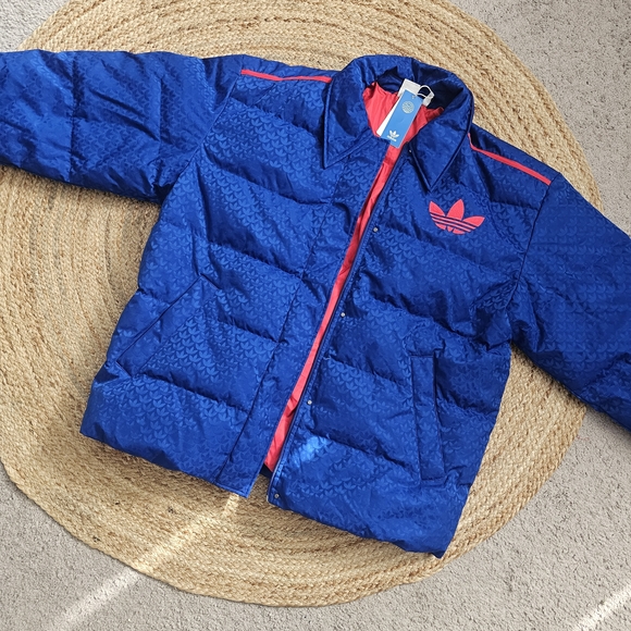 Adidas Unisex Royal Blue Monogram Puffer Coat - Picture 5 of 13